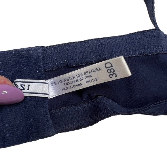 IZOD Underwire Lightly Padded Full Coverage Bra Navy Blue Womens 38D - Picture 7 of 7